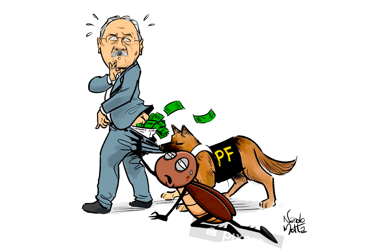 Senador com dinherio no rabo charge